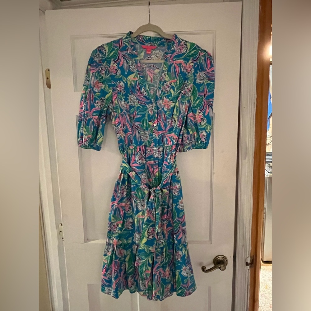 Lilly Pulitzer midi dress.